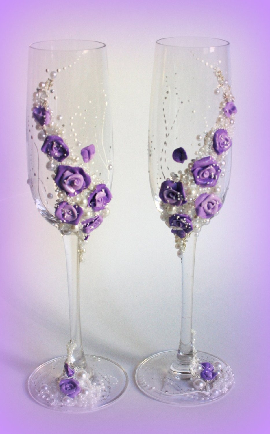 Свадебные бокалы&nbsp;Свадебные аксессуары ручной работы.Лепка,роспись. : 