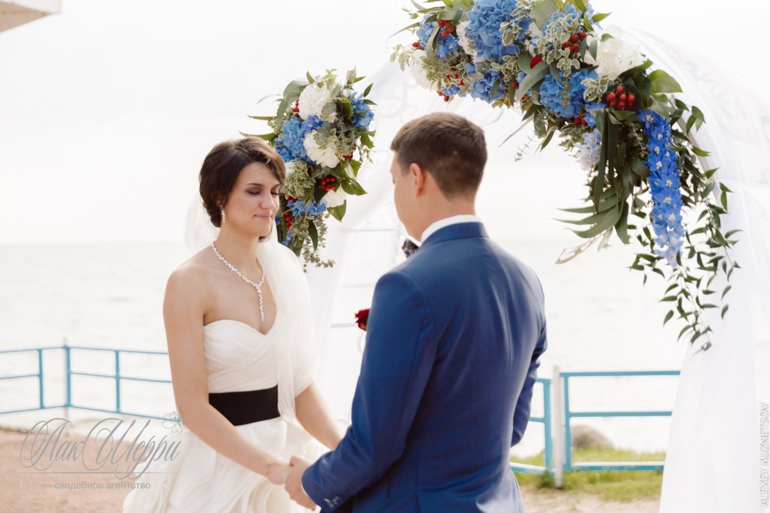 Красные ягоды на синем бархате Ильи и Дианы&nbsp;Свадебное агентство "ЛакШерри" : 